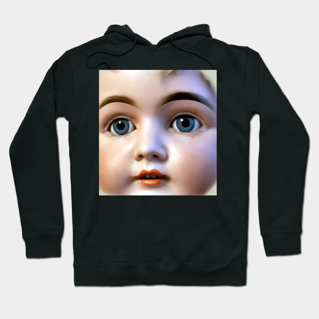 Doll face with fixed blue eyes: Eternal childhood! Hoodie by Marccelus